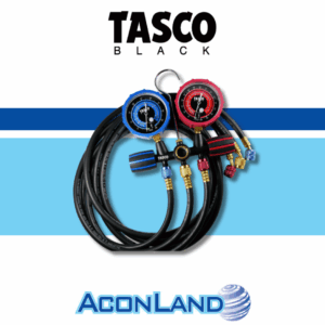 Tasco Black Manifold Gauge (R32 & R410A) C/W Sight Glass & 150CM Hoses (TB140SM II)